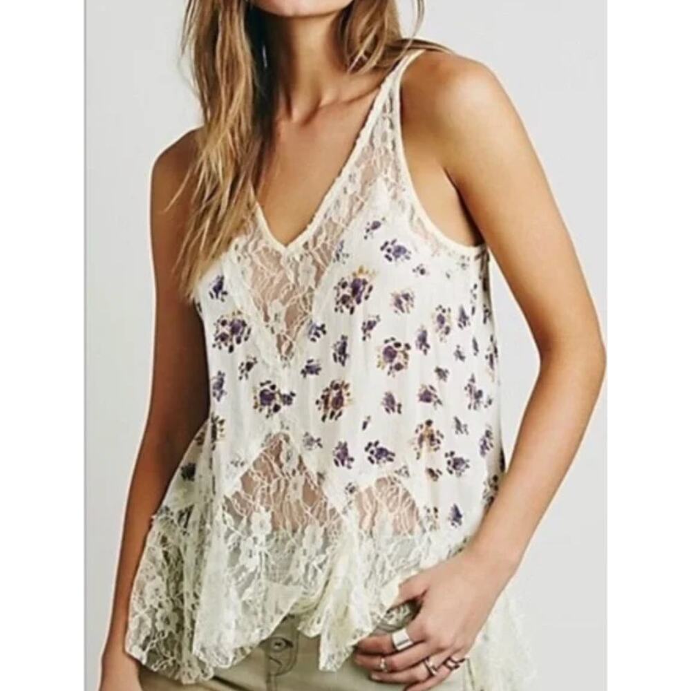 Free People Lace Cami Floral Tank - Size S/P